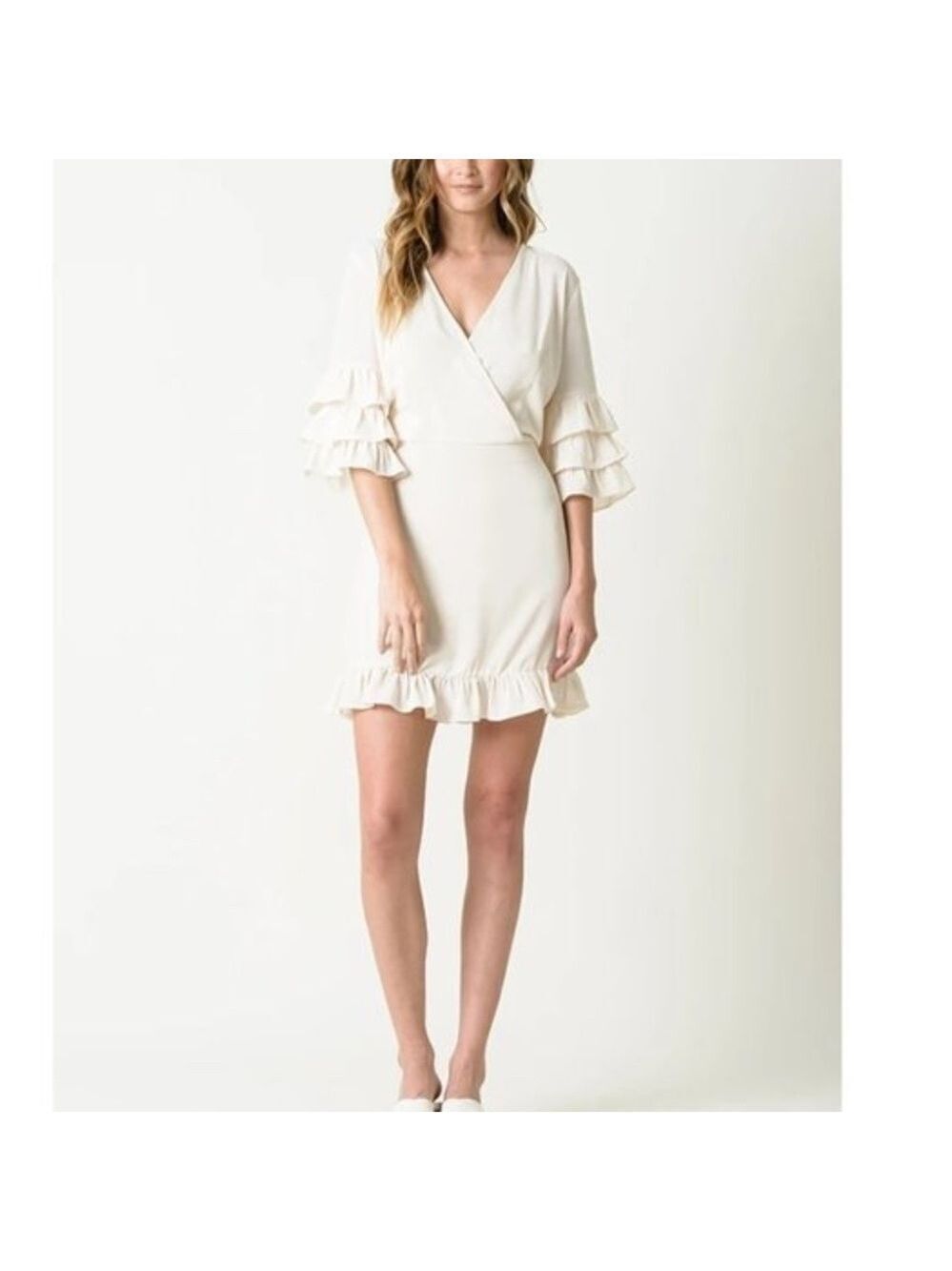 Lucca Couture Camille Surplice Front Ruffle Animal SLV Dress